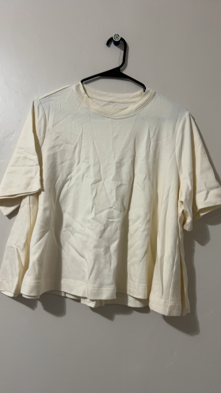 Carla Rockmore Collection Women's Cream Short Sleeve Top Medium